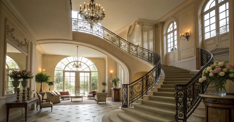 Prostorné schodiště v luxusním hotelu s elegantním designem